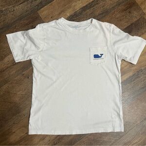 Vineyard Vines White Kids Short Sleeve Tee with Blue Whale Pocket